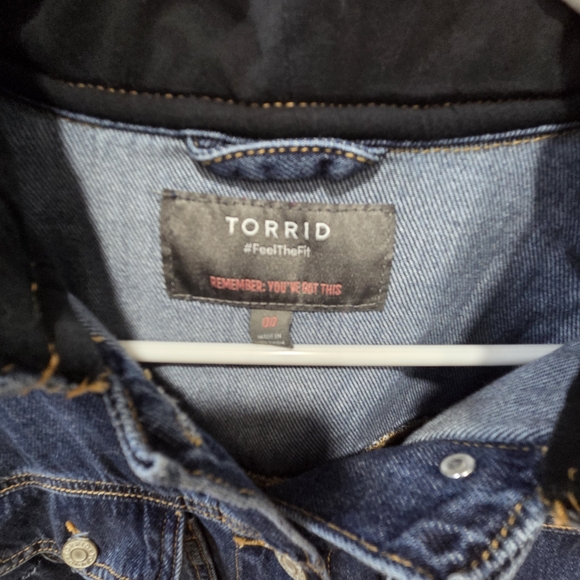 Torrid Blue Denim Jacket with Black Hood - Picture 4 of 7